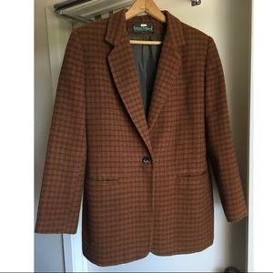 Vintage Plaid 100% Wool Blazer by Harvé Bernard
